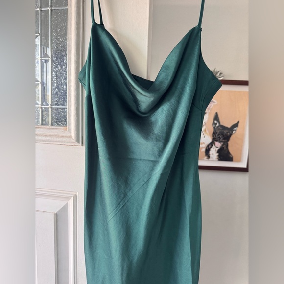 NWT Express Forest Satin Slip Green Midi Dress - Picture 2 of 10